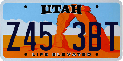 UT license plate Z453BT