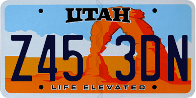 UT license plate Z453DN
