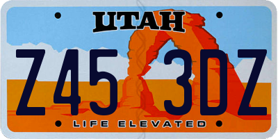 UT license plate Z453DZ