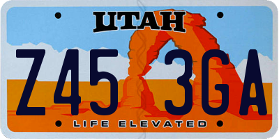 UT license plate Z453GA