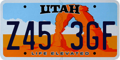 UT license plate Z453GF