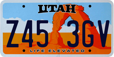 UT license plate Z453GV