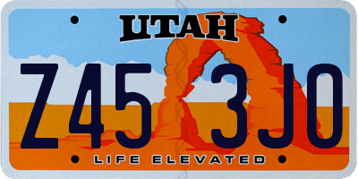 UT license plate Z453JO