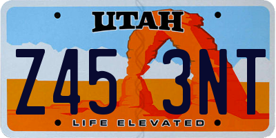 UT license plate Z453NT