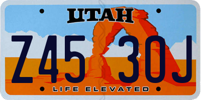 UT license plate Z453OJ