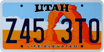 UT license plate Z453TO