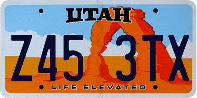 UT license plate Z453TX