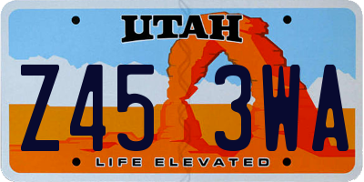 UT license plate Z453WA