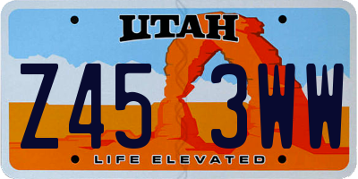 UT license plate Z453WW