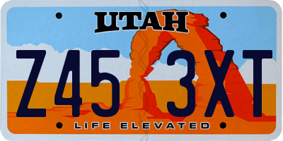 UT license plate Z453XT