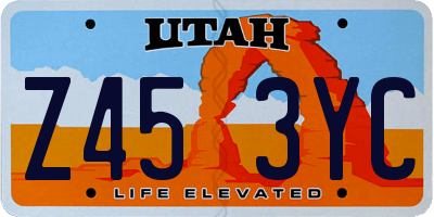 UT license plate Z453YC