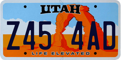 UT license plate Z454AD