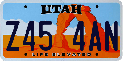 UT license plate Z454AN