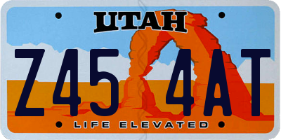 UT license plate Z454AT