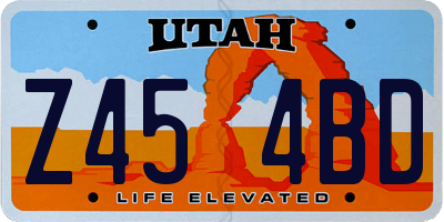 UT license plate Z454BD