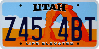 UT license plate Z454BT