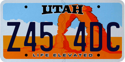 UT license plate Z454DC