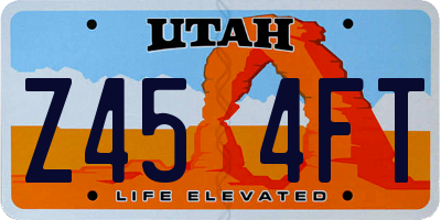 UT license plate Z454FT