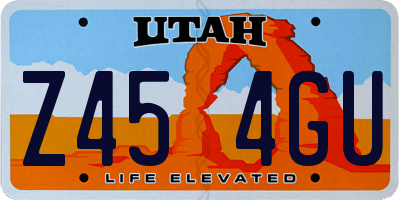 UT license plate Z454GU