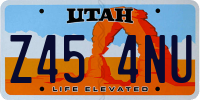 UT license plate Z454NU