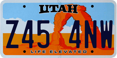 UT license plate Z454NW