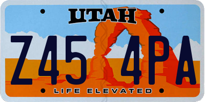 UT license plate Z454PA