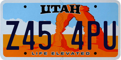 UT license plate Z454PU