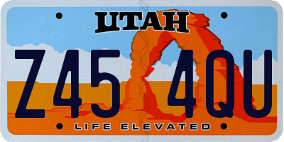 UT license plate Z454QU
