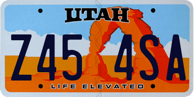 UT license plate Z454SA