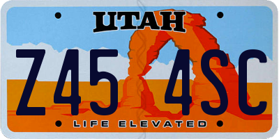 UT license plate Z454SC