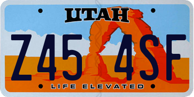 UT license plate Z454SF