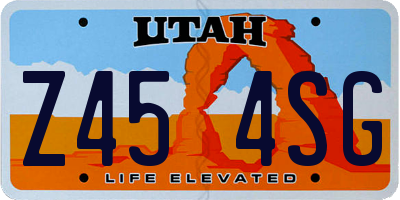 UT license plate Z454SG