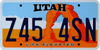 UT license plate Z454SN