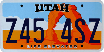 UT license plate Z454SZ