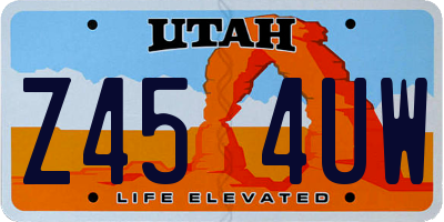 UT license plate Z454UW