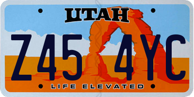 UT license plate Z454YC