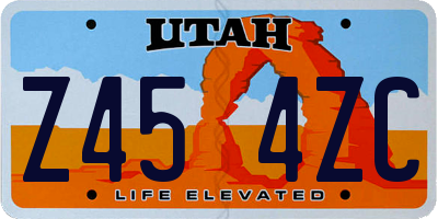 UT license plate Z454ZC