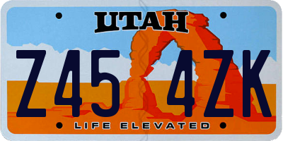 UT license plate Z454ZK