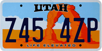 UT license plate Z454ZP