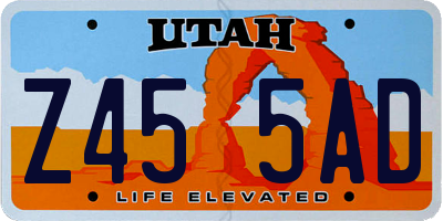UT license plate Z455AD