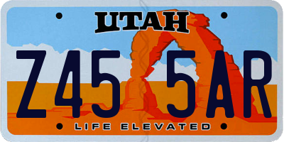 UT license plate Z455AR