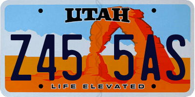 UT license plate Z455AS
