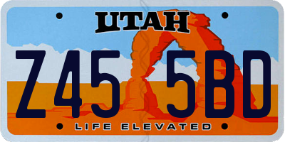 UT license plate Z455BD