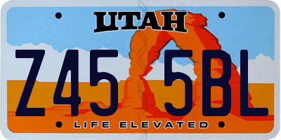 UT license plate Z455BL