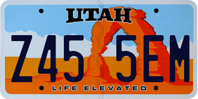 UT license plate Z455EM