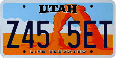 UT license plate Z455ET