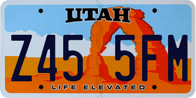 UT license plate Z455FM