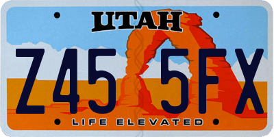 UT license plate Z455FX