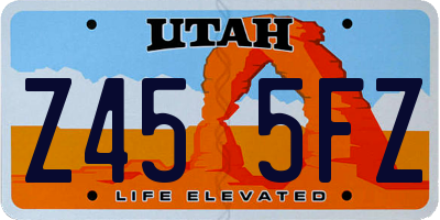 UT license plate Z455FZ