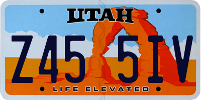 UT license plate Z455IV